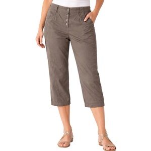 Marc Aurel Gray Lightweight Corduroy Stitch Stretch Crop Capri Pant 40 8